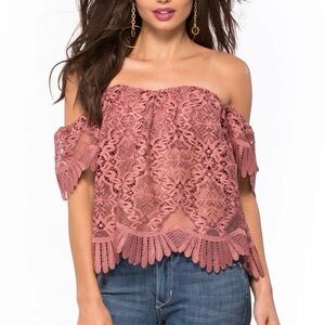 Lovers and Friends Revolve Life’s a Beach Lace Top in Mauve S